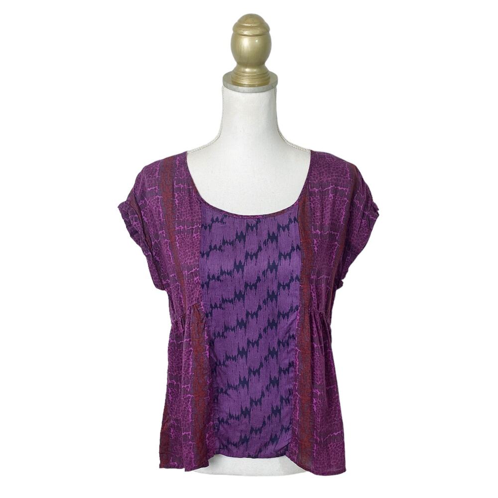 American Eagle Mixed Print Boxy Boho Top - Purple - S
